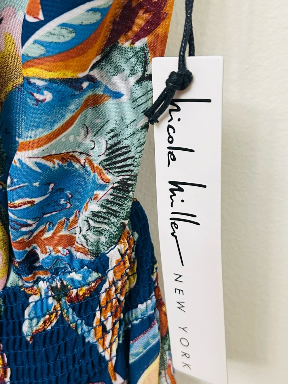 Nicole miller Floral Navy Maxi cottagecore Dress with Spaghetti Straps size 10 - Picture 4 of 9